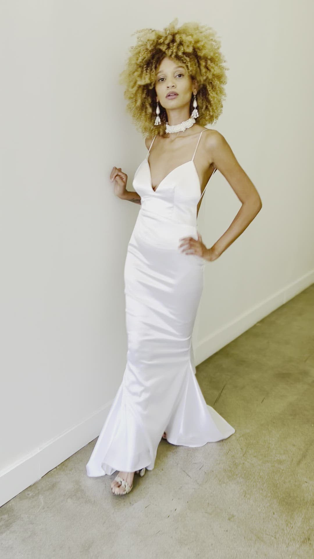 sexy satin wedding reception slip dress