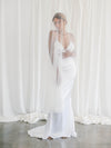 Chic bride covered with ivory pleated tulle veil